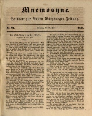 Mnemosyne (Neue Würzburger Zeitung) Sonntag 18. Juni 1848