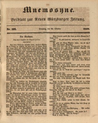 Mnemosyne (Neue Würzburger Zeitung) Sonntag 22. Oktober 1848