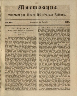 Mnemosyne (Neue Würzburger Zeitung) Dienstag 14. November 1848