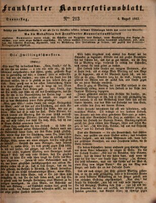 Frankfurter Konversationsblatt (Frankfurter Ober-Post-Amts-Zeitung) Donnerstag 4. August 1842