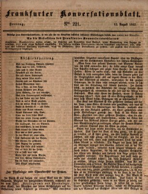 Frankfurter Konversationsblatt (Frankfurter Ober-Post-Amts-Zeitung) Freitag 12. August 1842