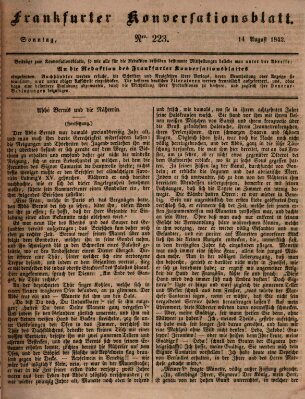 Frankfurter Konversationsblatt (Frankfurter Ober-Post-Amts-Zeitung) Sonntag 14. August 1842