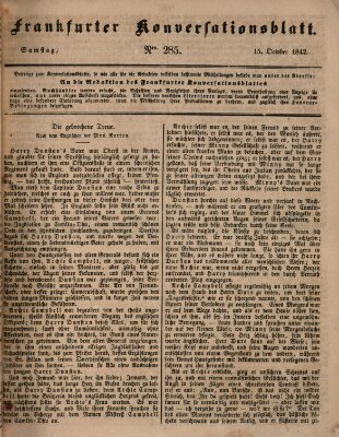 Frankfurter Konversationsblatt (Frankfurter Ober-Post-Amts-Zeitung) Samstag 15. Oktober 1842