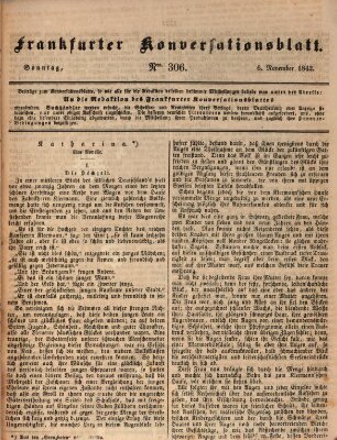 Frankfurter Konversationsblatt (Frankfurter Ober-Post-Amts-Zeitung) Sonntag 6. November 1842
