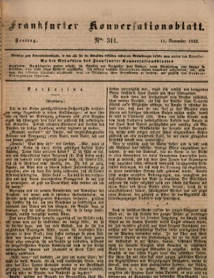 Frankfurter Konversationsblatt (Frankfurter Ober-Post-Amts-Zeitung) Freitag 11. November 1842