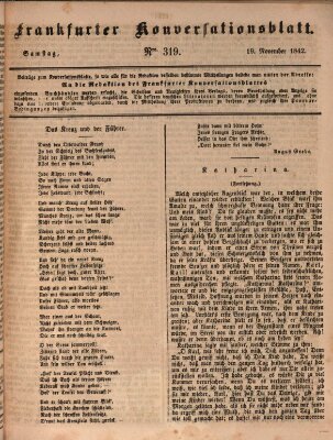 Frankfurter Konversationsblatt (Frankfurter Ober-Post-Amts-Zeitung) Samstag 19. November 1842