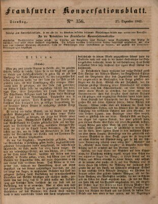 Frankfurter Konversationsblatt (Frankfurter Ober-Post-Amts-Zeitung) Dienstag 27. Dezember 1842