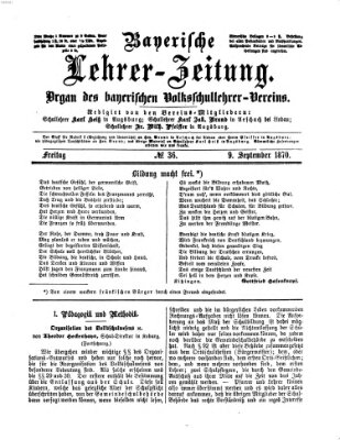 Bayerische Lehrerzeitung Freitag 9. September 1870