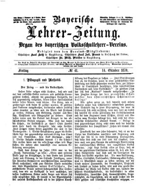 Bayerische Lehrerzeitung Freitag 14. Oktober 1870
