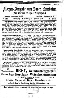Münchener Tages-Anzeiger Samstag 1. Januar 1870