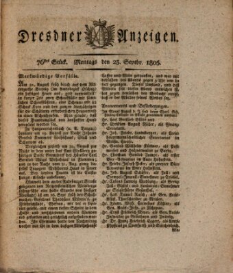 Dresdner Anzeigen Montag 23. September 1805
