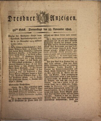 Dresdner Anzeigen Donnerstag 28. November 1805
