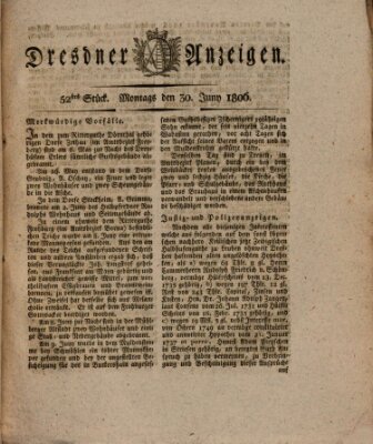 Dresdner Anzeigen Montag 30. Juni 1806