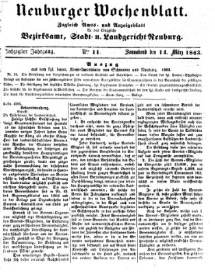 Neuburger Wochenblatt Samstag 14. März 1863