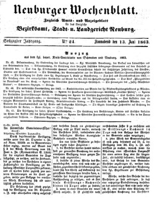 Neuburger Wochenblatt Samstag 13. Juni 1863