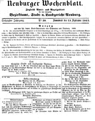 Neuburger Wochenblatt Samstag 19. September 1863