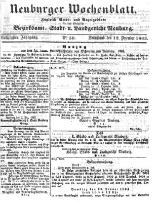 Neuburger Wochenblatt Samstag 12. Dezember 1863