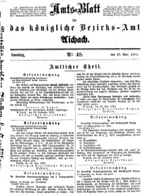 Amtsblatt für das Bezirksamt und Amtsgericht Aichach Sonntag 27. November 1870
