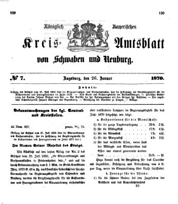 Königlich Bayerisches Kreis-Amtsblatt von Schwaben und Neuburg Mittwoch 26. Januar 1870
