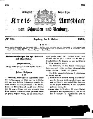 Königlich Bayerisches Kreis-Amtsblatt von Schwaben und Neuburg Mittwoch 5. Oktober 1870