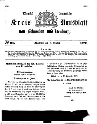 Königlich Bayerisches Kreis-Amtsblatt von Schwaben und Neuburg Freitag 7. Oktober 1870