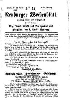 Neuburger Wochenblatt Dienstag 12. April 1870