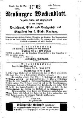 Neuburger Wochenblatt Samstag 21. Mai 1870