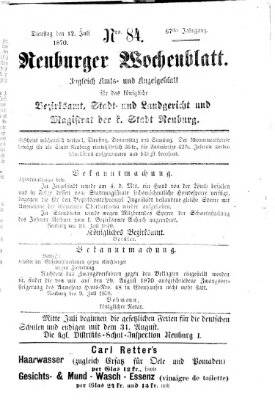 Neuburger Wochenblatt Dienstag 12. Juli 1870