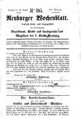 Neuburger Wochenblatt Samstag 27. August 1870
