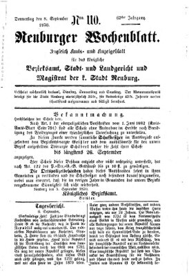 Neuburger Wochenblatt Donnerstag 8. September 1870