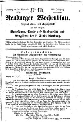 Neuburger Wochenblatt Dienstag 20. September 1870