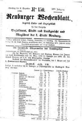 Neuburger Wochenblatt Dienstag 6. Dezember 1870