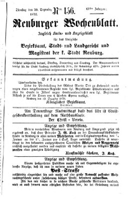 Neuburger Wochenblatt Dienstag 20. Dezember 1870