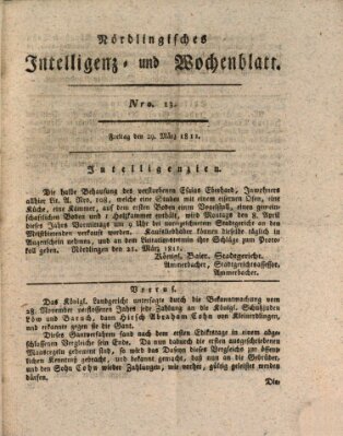 Nördlingisches Intelligenz- und Wochenblatt (Intelligenzblatt der Königlich Bayerischen Stadt Nördlingen)