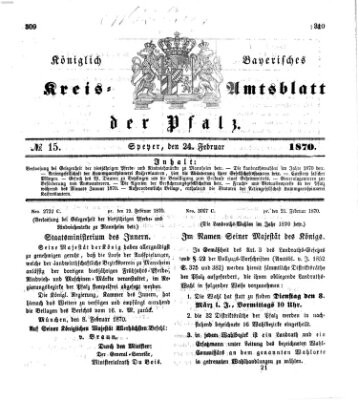Königlich-bayerisches Kreis-Amtsblatt der Pfalz (Königlich bayerisches Amts- und Intelligenzblatt für die Pfalz) Donnerstag 24. Februar 1870