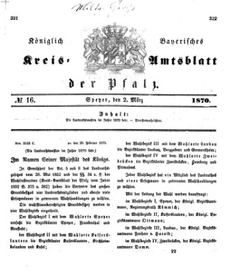 Königlich-bayerisches Kreis-Amtsblatt der Pfalz (Königlich bayerisches Amts- und Intelligenzblatt für die Pfalz) Mittwoch 2. März 1870
