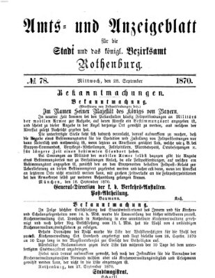 Amts- und Anzeigenblatt für die Stadt und das Königl. Bezirksamt Rothenburg Mittwoch 28. September 1870