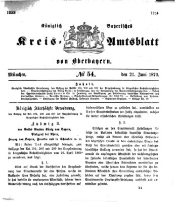 Königlich-bayerisches Kreis-Amtsblatt von Oberbayern (Münchner Intelligenzblatt) Dienstag 21. Juni 1870