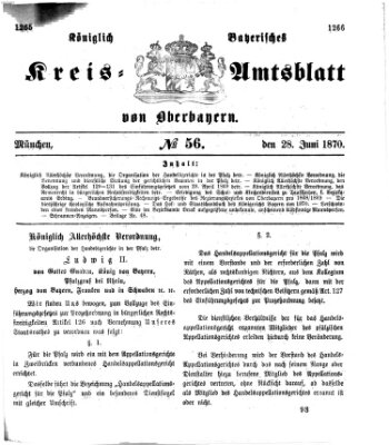 Königlich-bayerisches Kreis-Amtsblatt von Oberbayern (Münchner Intelligenzblatt) Dienstag 28. Juni 1870