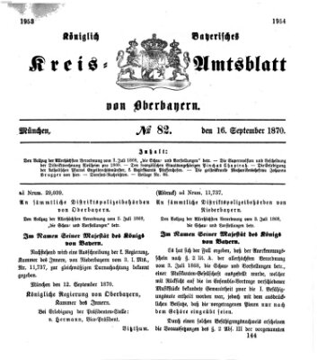 Königlich-bayerisches Kreis-Amtsblatt von Oberbayern (Münchner Intelligenzblatt) Freitag 16. September 1870