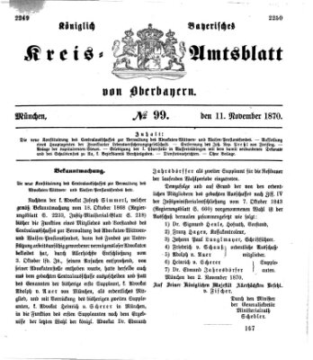 Königlich-bayerisches Kreis-Amtsblatt von Oberbayern (Münchner Intelligenzblatt) Freitag 11. November 1870