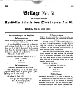 Königlich-bayerisches Kreis-Amtsblatt von Oberbayern (Münchner Intelligenzblatt) Dienstag 12. Juli 1870