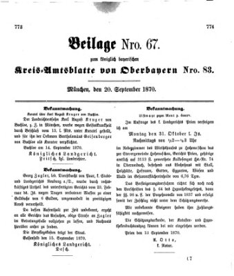 Königlich-bayerisches Kreis-Amtsblatt von Oberbayern (Münchner Intelligenzblatt) Dienstag 20. September 1870