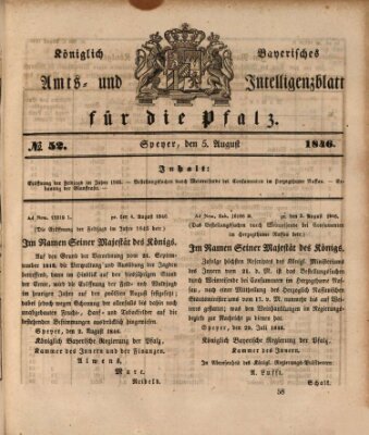 Königlich bayerisches Amts- und Intelligenzblatt für die Pfalz Mittwoch 5. August 1846