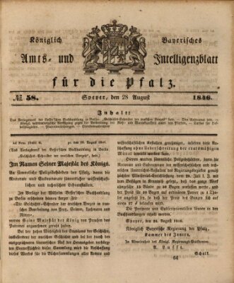 Königlich bayerisches Amts- und Intelligenzblatt für die Pfalz Freitag 28. August 1846