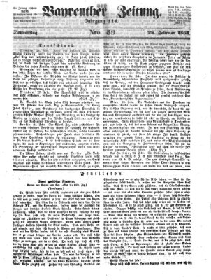 Bayreuther Zeitung Donnerstag 28. Februar 1861
