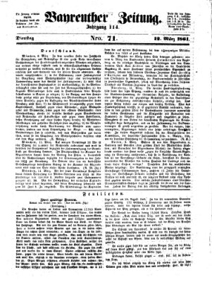 Bayreuther Zeitung Dienstag 12. März 1861
