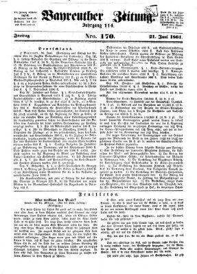 Bayreuther Zeitung Freitag 21. Juni 1861