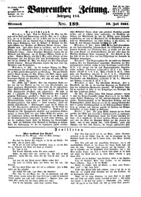 Bayreuther Zeitung Mittwoch 10. Juli 1861
