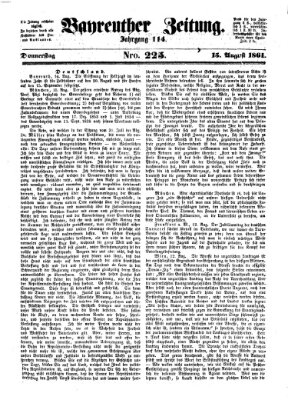 Bayreuther Zeitung Donnerstag 15. August 1861